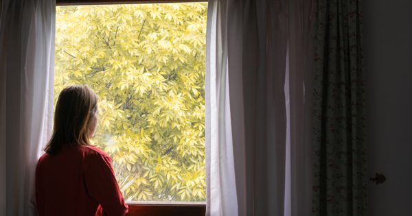 Woman Looking Out Of Window Stalker