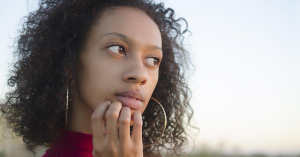 Girl With Hoop Earrings Thinking